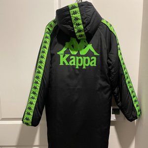 Kappa Parka Black Puffer Rare Black and Neon Green